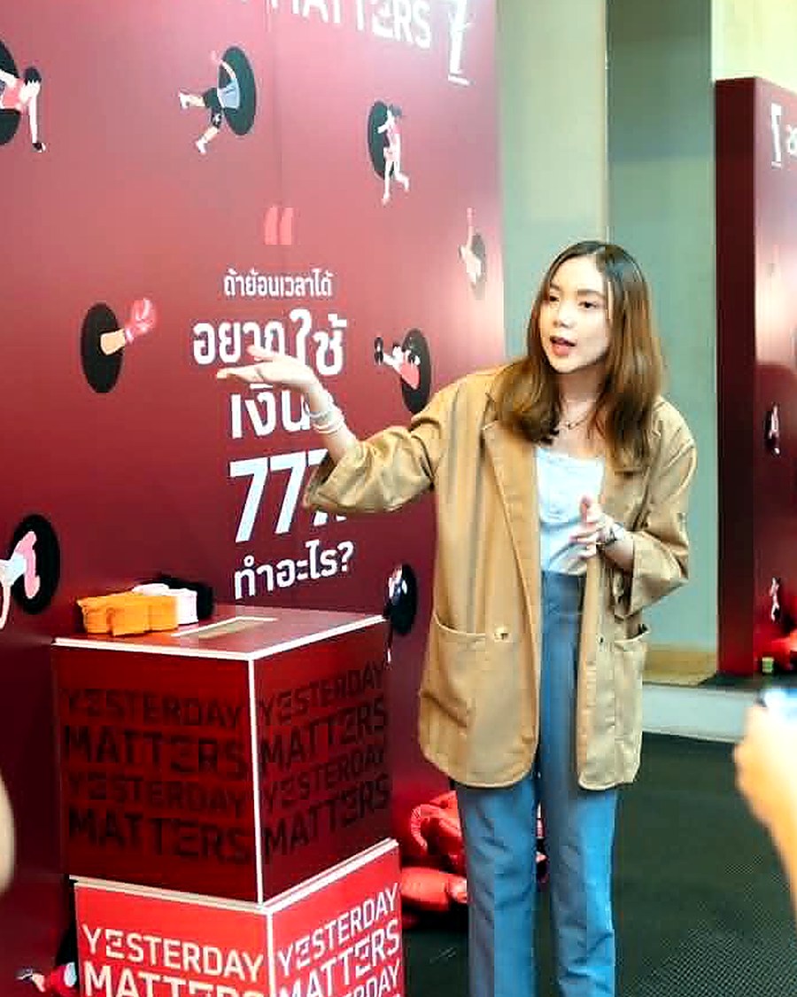 Ploypan Preechajarn presenting at a marketing activation event